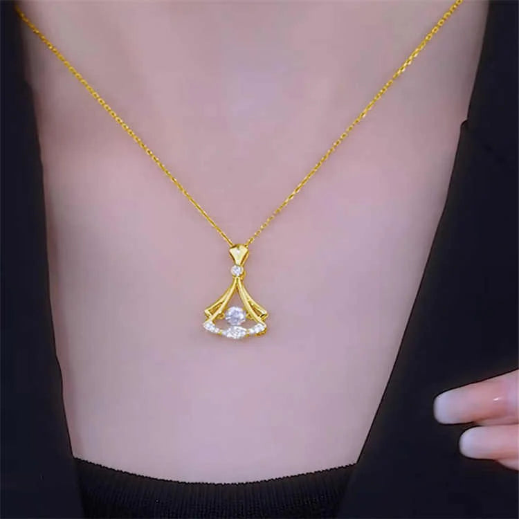 Gold plated fan necklace