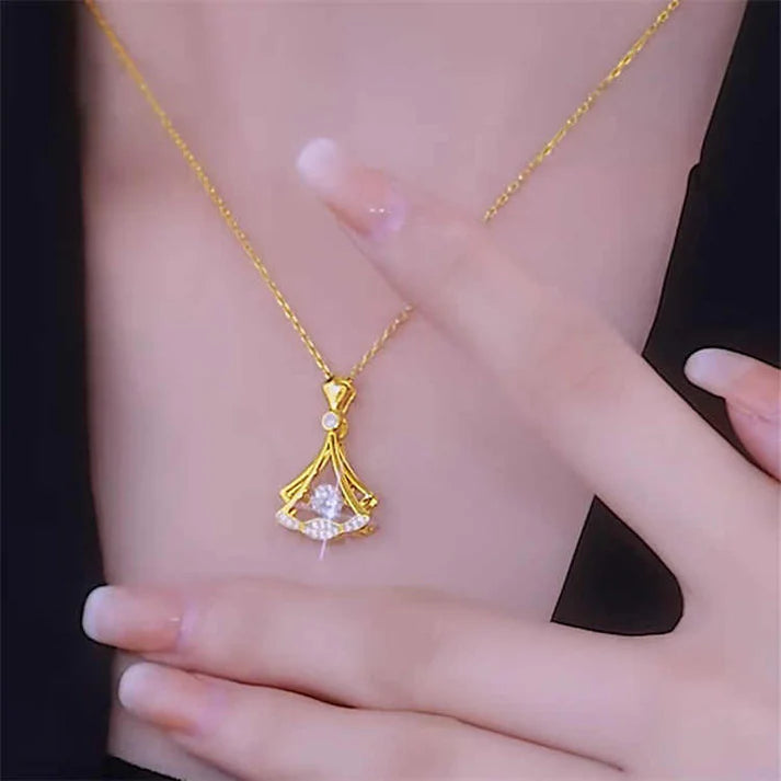 Gold plated fan necklace