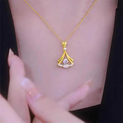 Gold plated fan necklace